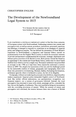 The Development of the Newfoundland Legal System to 1815