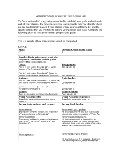 Academic &ldquo;Check-In&rdquo; and The &ldquo;Next Actions&rdquo; List The &ldquo;next actions