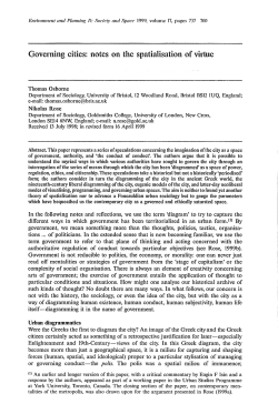 Governing cities: notes on the spatialisation of virtue