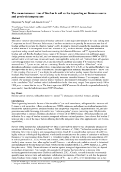 The mean turnover time of biochar in soil varies depending on