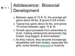 Adolescence: Biosocial Development