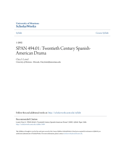 SPAN 494.01: Twentieth Century Spanish