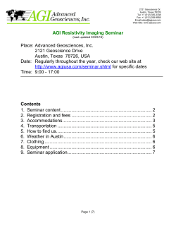 AGI Resistivity Imaging Seminar Place: Advanced Geosciences, Inc