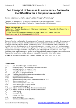 Sea transport of bananas in containers – Parameter identification for
