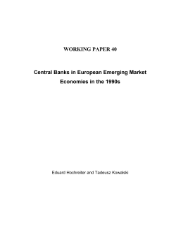 Working Paper 40 – Central Banks in European Emerging