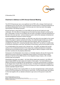 Chairman`s Address to 2016 Annual General Meeting