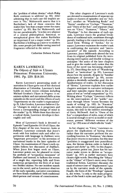 KAREN LAWRENCE The Odyssey of Style in Ulysses Princeton