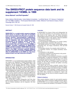 The SWISS-PROT protein sequence data bank and its supplement