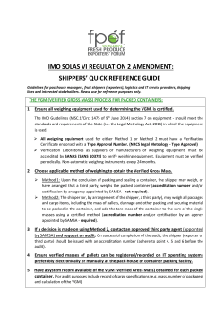 IMO SOLAS VI REGULATION 2 AMENDMENT: SHIPPERS` QUICK