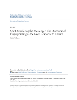 The Discourse of Fingerpointing as the Law`s Response to Racism