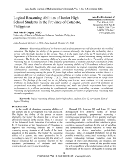 Logical Reasoning Abilities of Junior High School Students in the
