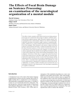 The Effects of Focal Brain Damage on Sentence Processing: an