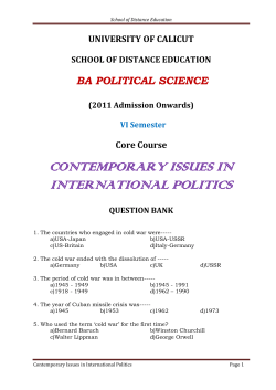 Contemporary Issues In International Politics