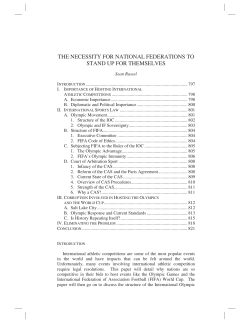 The Necessity for National Federations to Stand Up for Themselves