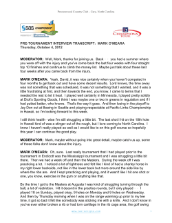 PRE-TOURNAMENT INTERVIEW TRANSCRIPT: MARK O`MEARA