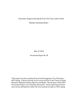 Economic Progress During the First Two Years under