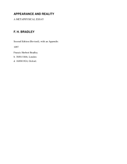Appearance and Reality by FH Bradley