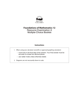 Foundations of Mathematics 12 Resource Examination A Multiple