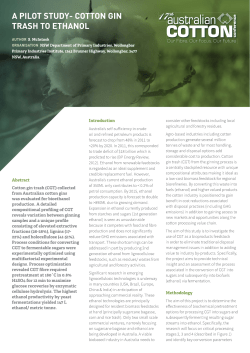 A pilot study - Cotton Gin Trash to Ethanol