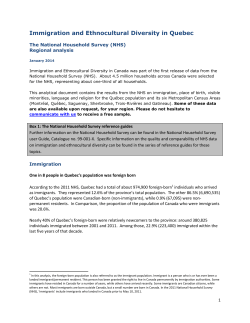 Immigration and Ethnocultural Diversity in Quebec