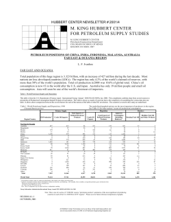 Petroleum Positions of China, India, Indonesia, Malaysia, Australia