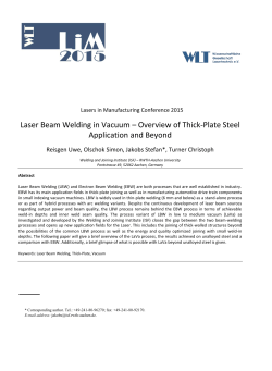 Laser Beam Welding in Vacuum &ndash; Overview of Thick-Plate