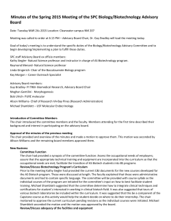 Minutes of the Spring 2015 Meeting of the SPC Biology
