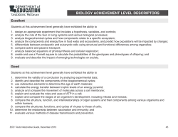 bIology AchIevement level DescrIptors