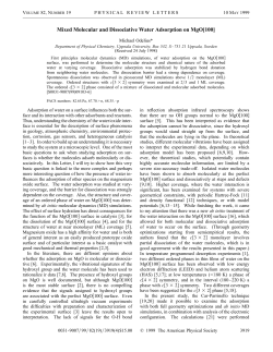 Mixed Molecular and Dissociative Water Adsorption on MgO[100]