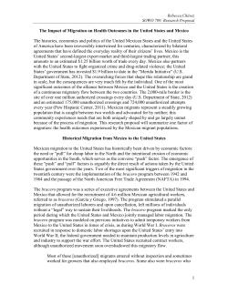 1 The Impact of Migration on Health Outcomes in the United States