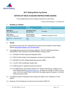 Notice of Race - Sailing World Cup Miami