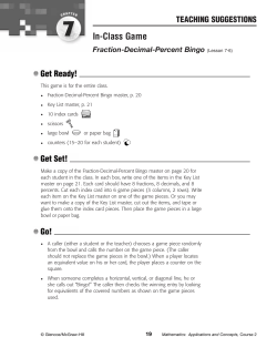 In-Class Game Fraction-Decimal-Percent Bingo