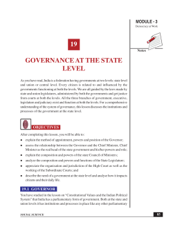 Governance at the State Level