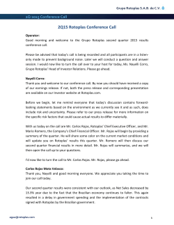 2Q15 Rotoplas Conference Call