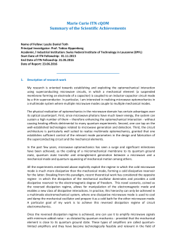 Marie Curie ITN cQOM Summary of the Scientific Achievements