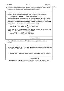 CHEM1611 2005-J-3 June 2005 &bull; Solutions of lead(II) nitrate (0.080