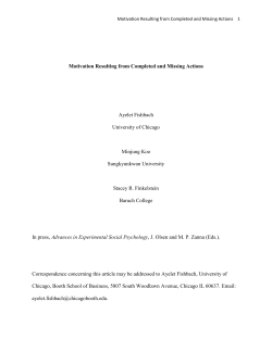 Motivation Resulting from Completed and Missing Actions Ayelet