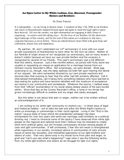 An Open Letter to My White Lesbian, Gay, Bisexual, Transgender