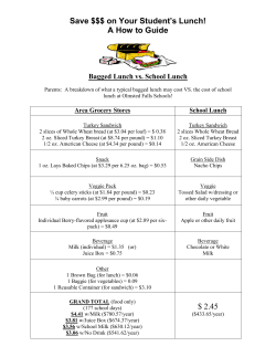 Grades K-5 How to Save Money on Lunch