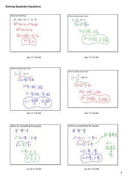 Solving Quadratic Equations