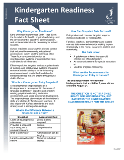 Kindergarten Readiness Fact Sheet