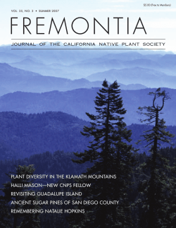 PLANT DIVERSITY IN THE KLAMATH MOUNTAINS HALLI MASON