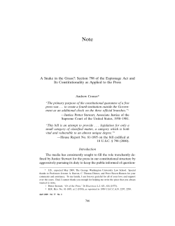 Section 798 of the Espionage Act and Its Constitutionality as Applied