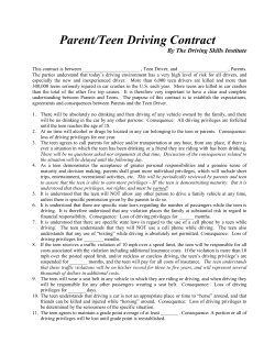 Parent/Teen Driving Contract
