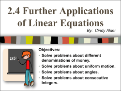 2.4 Further Applications of Linear Equations