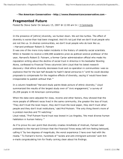 Sailer, Steve. "Fragmented Future." American Conservative, Jan. 15