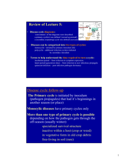 Review of Lecture 5: Disease cycle follow-up