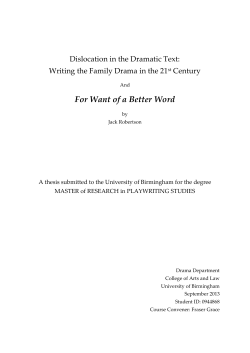 &ldquo;Dislocation in the dramatic text: writing the family drama in the 21st