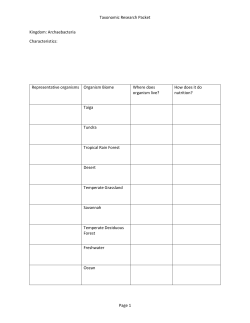 Taxonomic Research Packet Page 1 Kingdom: Archaebacteria