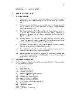 ORDINANCE 9 : CONVOCATION A. ANNUAL CONVOCATION 1.0